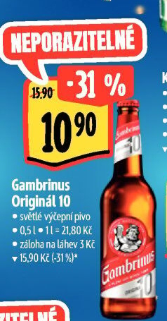 Pivo světlé výčepní Originál 10° Gambrinus