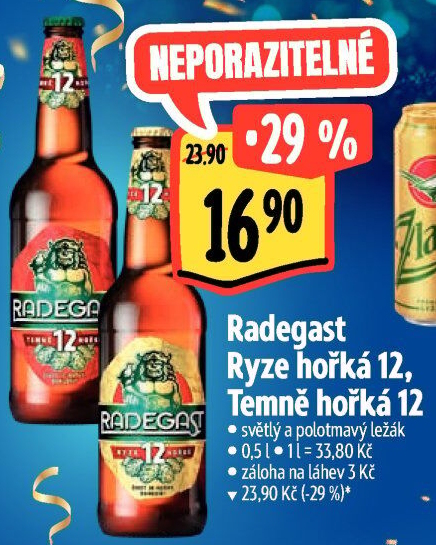 Pivo světlý ležák 12° Ryze hořká Radegast