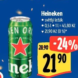 Pivo světlý ležák Heineken