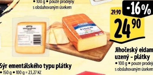 Sýr Eidam uzený 44% Jihočeský Madeta