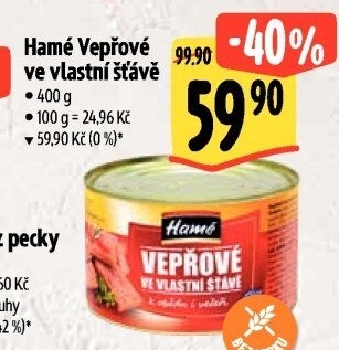 Vepřové maso ve vlastní šťávě Hamé