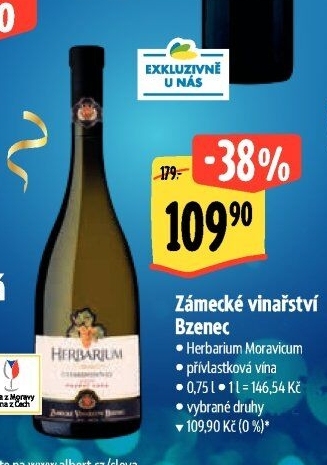 Vína Herbarium Moravicum Zámecké vinařství Bzenec - přívlastková