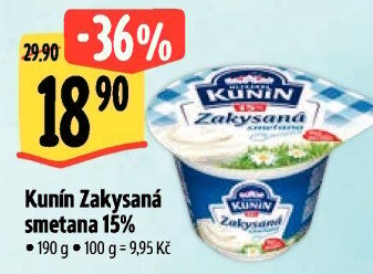 Zakysaná smetana Mlékárna Kunín 15%