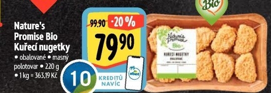 Kuřecí nugetky obalované bio Nature'