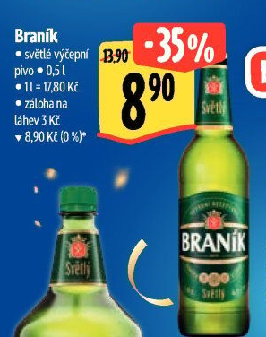Pivo světlé výčepní 10° Braník
