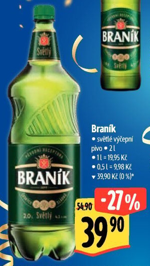 Pivo světlé výčepní 10° Braník