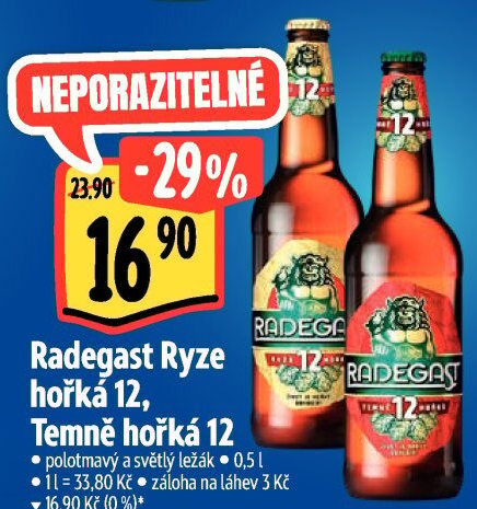 Pivo světlý ležák 12° Ryze hořká Radegast