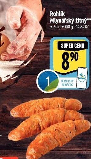 Rohlík Mlynářský žitný Albert