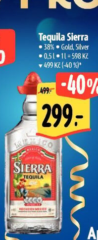 Tequila stříbrná Sierra