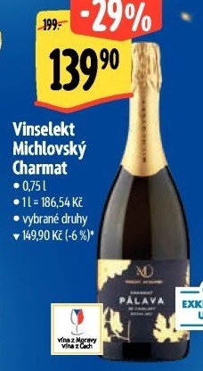 Víno šumivé Charmat Vinselekt Michlovský