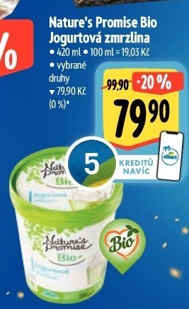 Zmrzlina jogurtová v kelímku bio Nature'