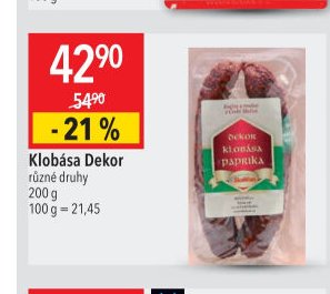 Klobása Dekor různé druhy 200 g