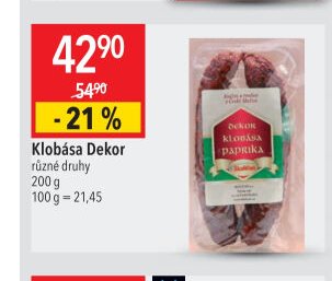 Klobása Dekor různé druhy 200 g