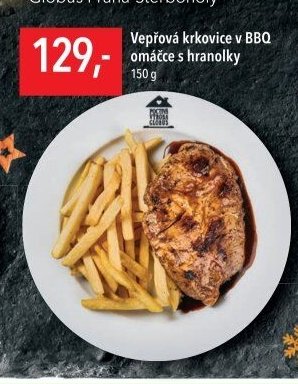 Vepřová krkovice v BBQ omáčce s hranolky