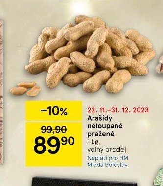 Arašídy neloupané pražené 1 kg