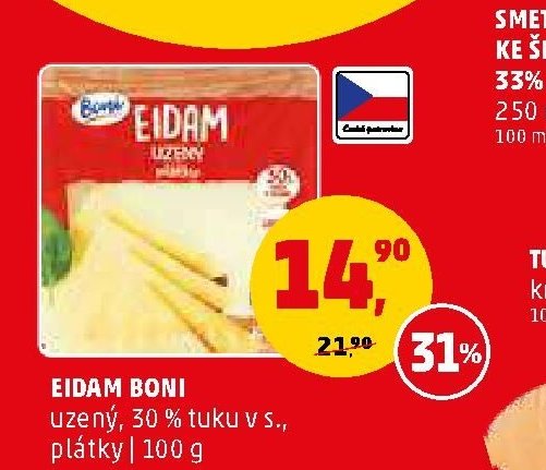 EIDAM BONI uzený, 30 % tuku v s., plátky