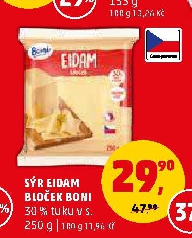 SÝR EIDAM BLOČEK BONI 30 % tuku v s.