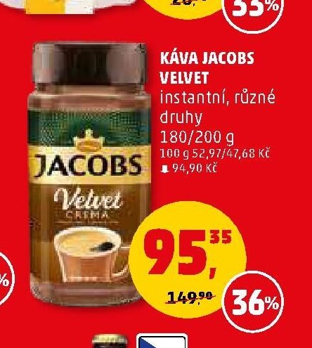 KÁVA JACOBS VELVET instantní, různé druhy