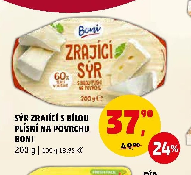 Sýr zrající s bílou plísní na povrchu Boni