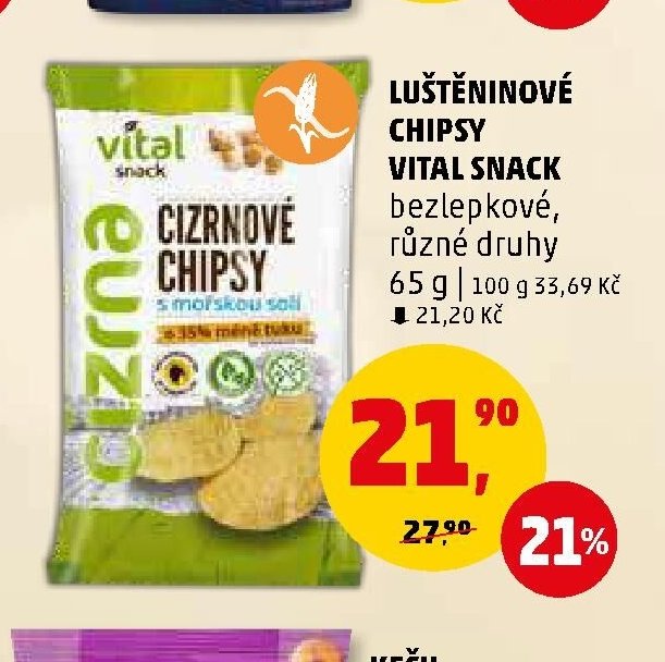 LUŠTĚNINOVÉ CHIPSY VITAL SNACK