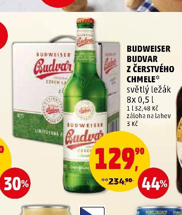 BUDWEISER BUDVAR Z ČERSTVÉHO CHMELE světlý ležák