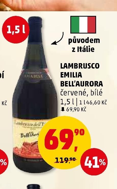 LAMBRUSCO EMILIA BELL'AURORA červené, bílé