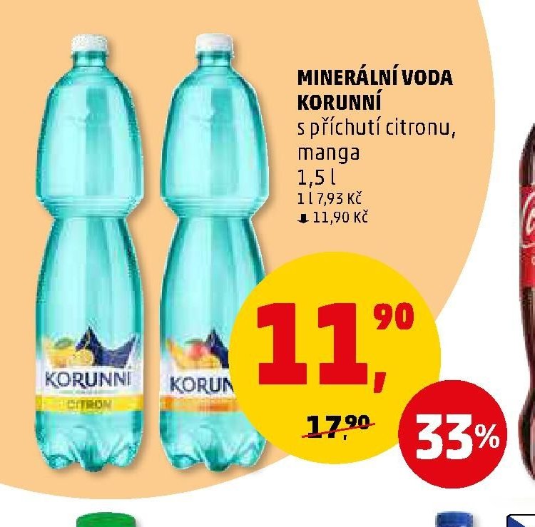 Minerální voda Korunní s příchutí citronu, manga