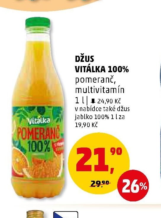 Džus Vitálka 100% pomeranč, multivitamin