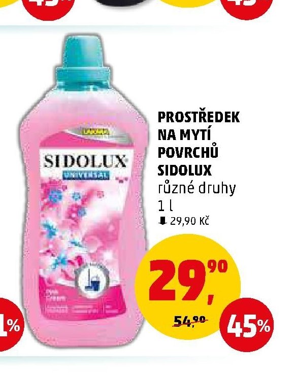 PROSTŘEDEK NA MYTÍ POVRCHŮ SIDOLUX různé druhy