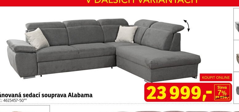 Plánovaná sedací souprava Alabama - ASKO akcniletaky.com