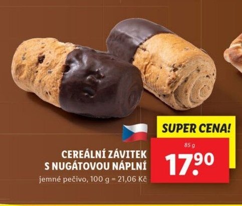Cereální závitek s nugátovou náplní