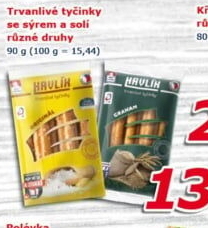 Tyčinky trvanlivé se sýrem a solí Havlík