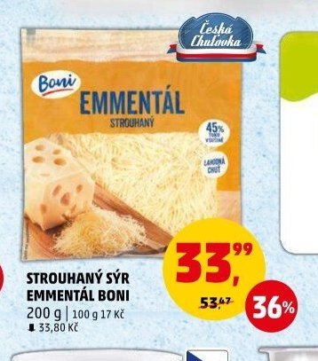 Strouhaný sýr Emmentál Boni 200 g