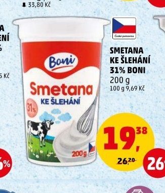 Smetana ke šlehání 31% Boni 200 g