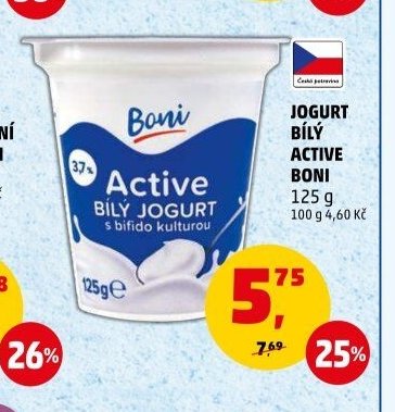 Jogurt bílý Active Boni 125 g