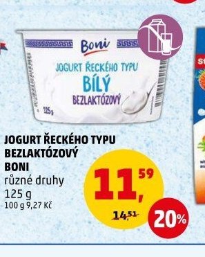 Jogurt řeckého typu bezlaktózový Boni 125 g