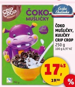 Cereálie Čokoládové mušličky Crip Crop
