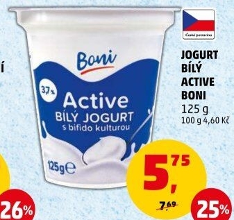 Jogurt bílý Active Boni