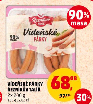 Párky vídeňské Řezníkův talíř