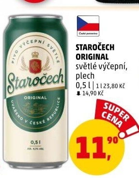 Pivo světlé výčepní 10° Staročech