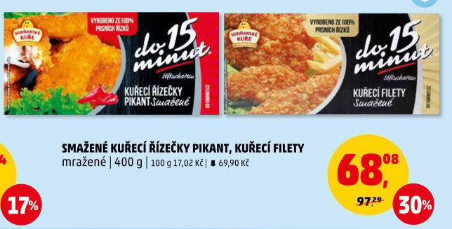 Řízečky kuřecí smažené mražené Pikant Vodňanské kuře