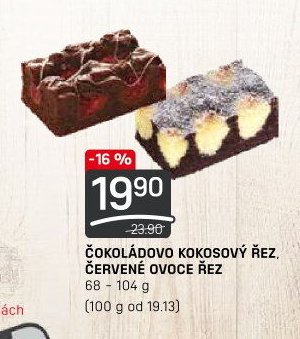 ČOKOLÁDOVO KOKOSOVÝ ŘEZ, ČERVENÉ OVOCE ŘEZ
