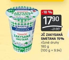 Madeta jihočeská zakysaná smetana 15%