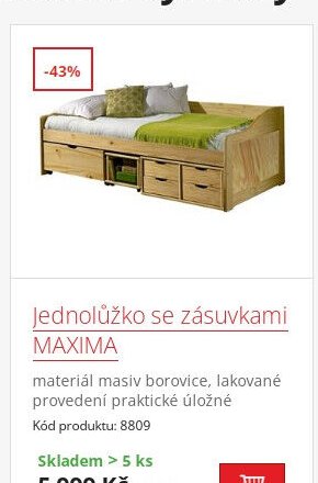 Jednolůžko se zásuvkami MAXIMA - IDEA nábytek akcniletaky.com