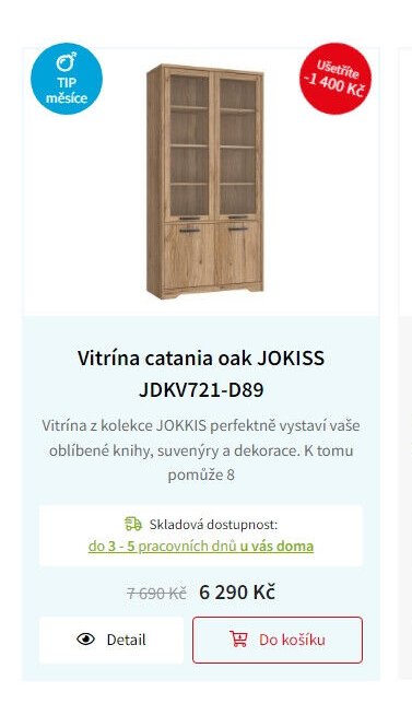 Vitrína catania oak JOKISS JDKV721-D89 - Jamall akcniletaky.com