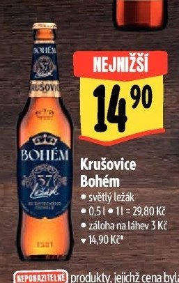 Krušovice Bohém světlý ležák 0,5l
