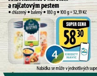 Salát hummus s kuřetem a rajčatovým pestem