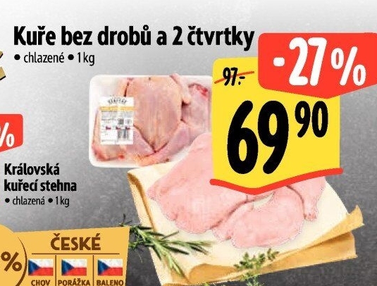 Kuře + 2 čtvrtky Albert