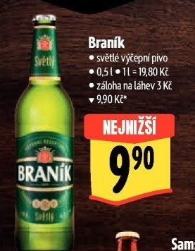 Pivo světlé výčepní 10° Braník