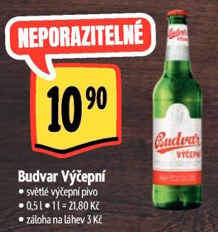 Pivo světlé výčepní Budweiser Budvar